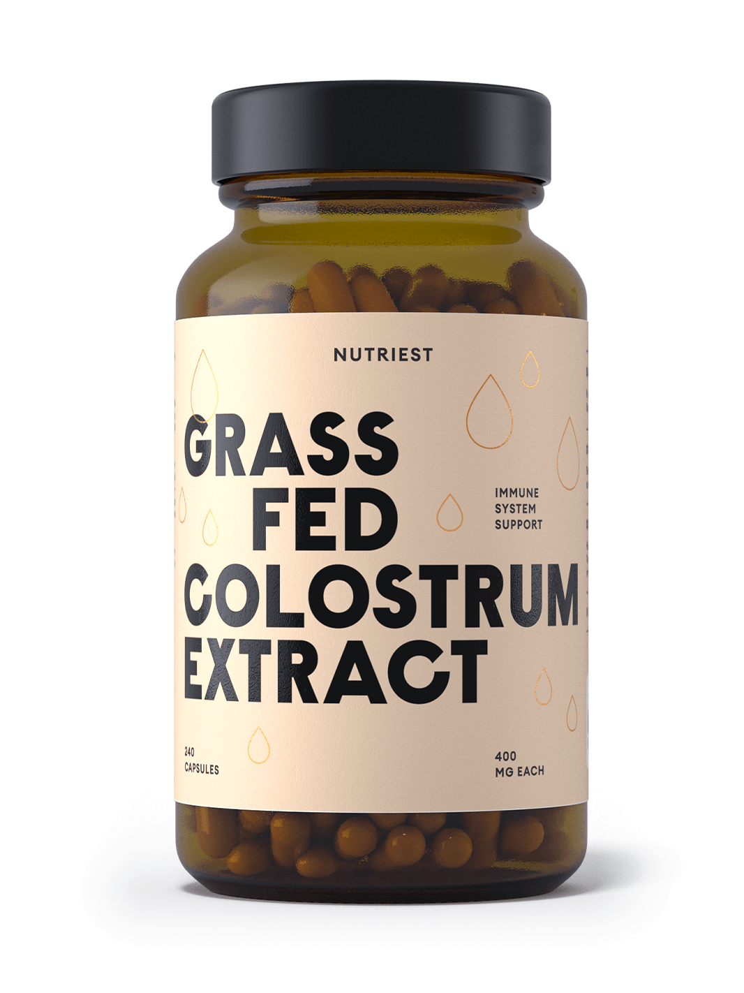 Extrait de colostrum de bœuf biologique nourri à l'herbe séché en capsules
