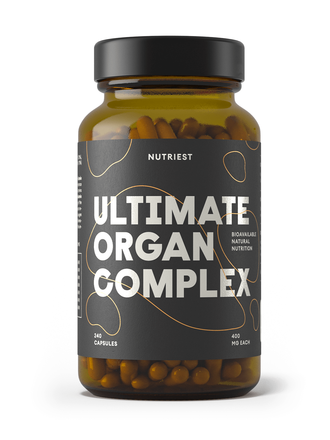 Complexe ultime d'organes de bœuf biologique séché nourri à l'herbe en capsules