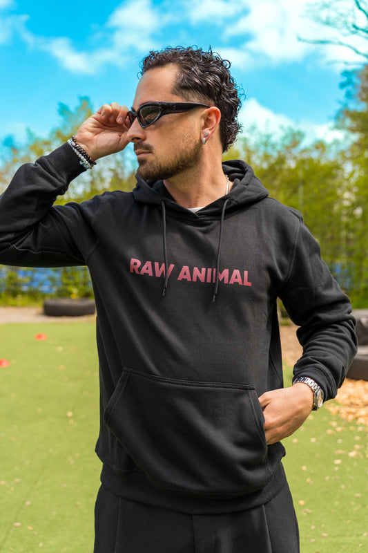 Sweat à capuche Raw Animal en noir