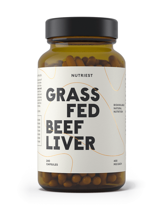 Capsules de foie de bœuf biologique séché issu d'élevages en pâturage 