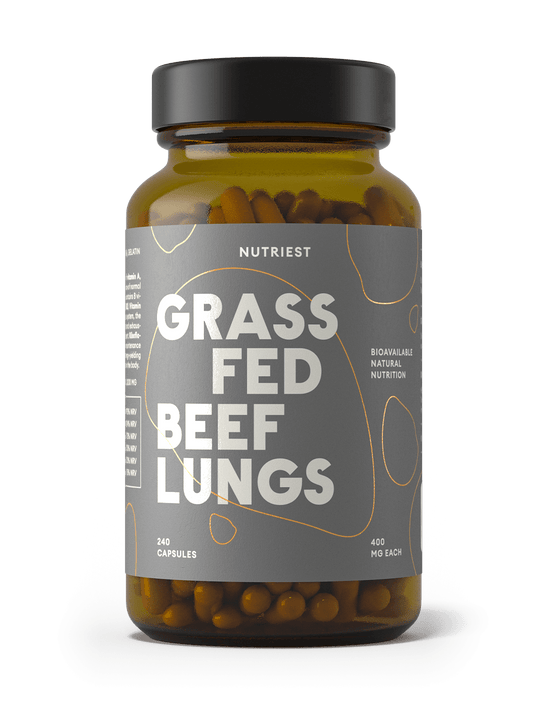 Poumons de bœuf nourri à l'herbe biologique séchés en capsules