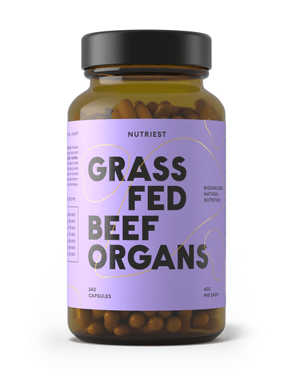 Organes de bœuf séchés biologiques nourris à l'herbe en capsules
