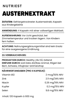 Extrait d'huître pur en capsules