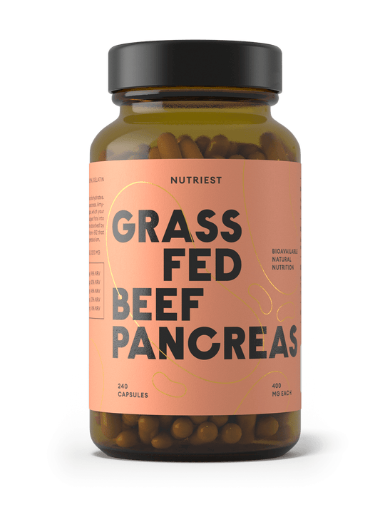 Pancréas de bœuf biologique nourri à l'herbe séché en capsules