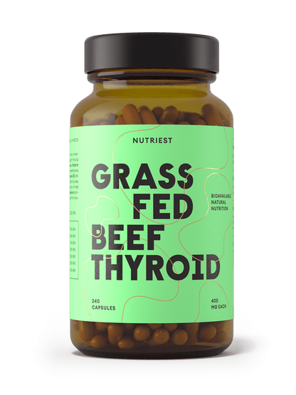 Thyroïde de bœuf biologique nourri à l'herbe séchée en capsules
