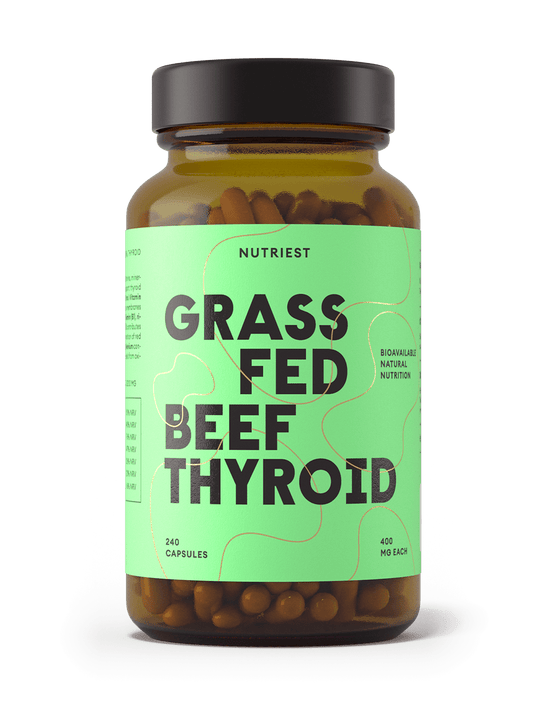 Thyroïde de bœuf biologique nourri à l'herbe séchée en capsules