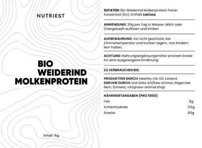 Protéine de lactosérum de qualité supérieure issue de lait biologique nourri au pâturage