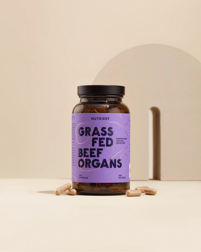 Organes de bœuf séchés biologiques nourris à l'herbe en capsules