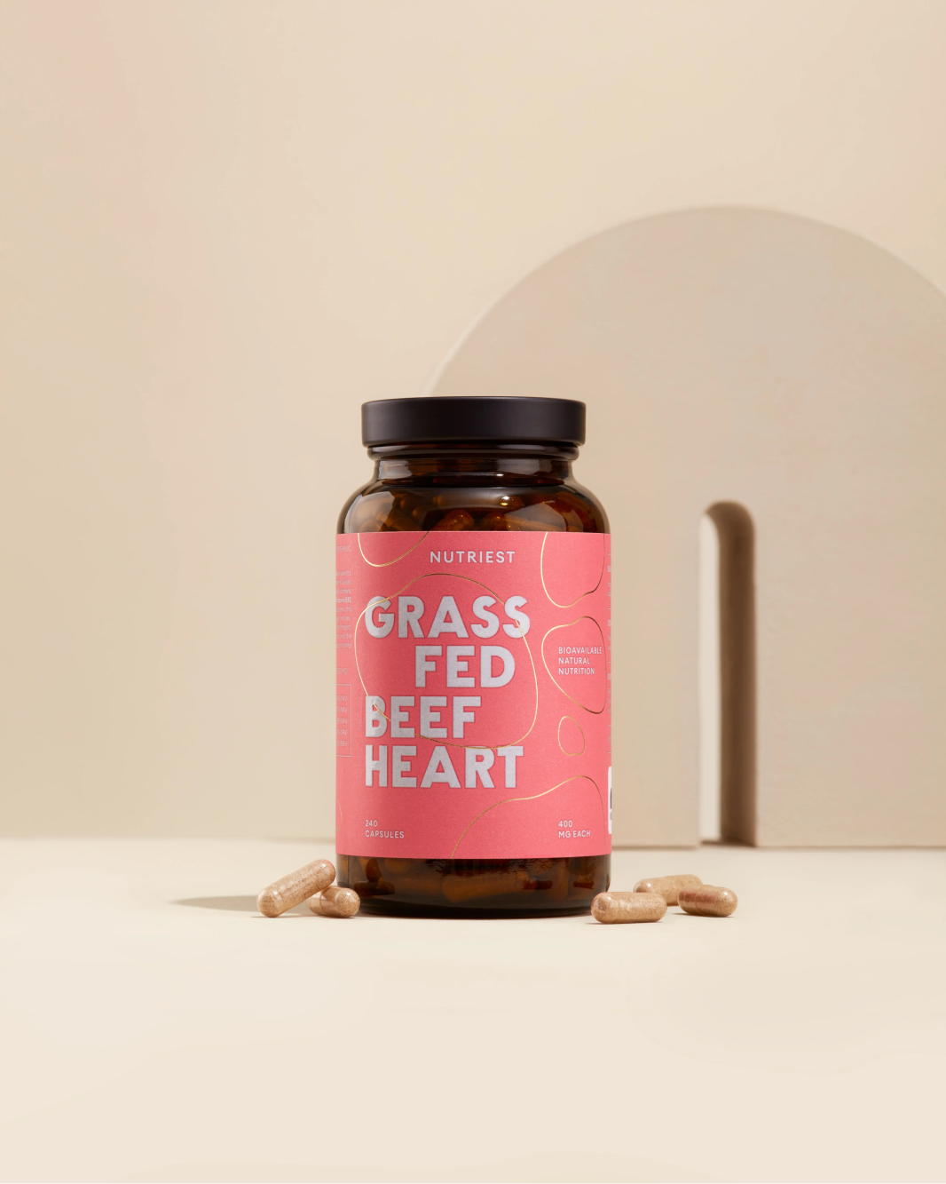 Cœur de bœuf séché biologique nourri à l'herbe en capsules