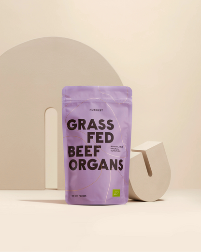 Mélange d'organes de bœuf séchés biologiques nourris au pâturage