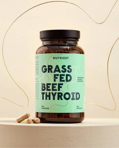 Thyroïde de bœuf biologique nourri à l'herbe séchée en capsules